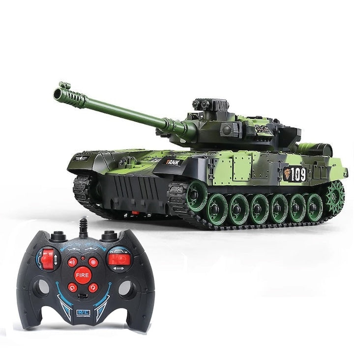 WALALLA Remote Control Tank turret rotation sound and light effects 32.5x13.5x11cm army green