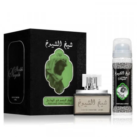 Sheikh Al Shuyukh Black Apa de Parfum 50ml + Deodorant Spray 50ml by Lattafa Perfumes 50 ml – Parfum arabesc original import Dubai