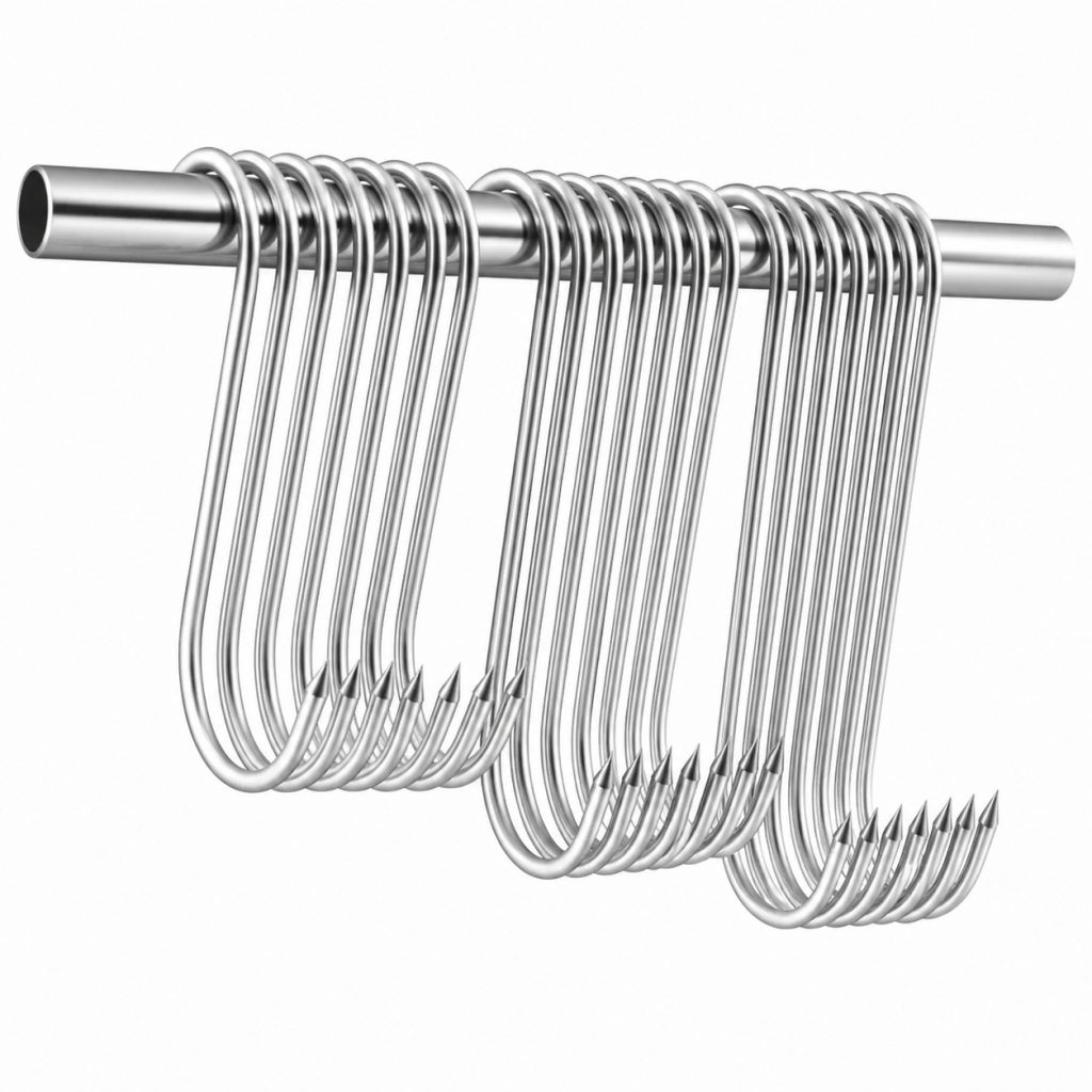 20 Carlige Inox Afumatoare Carne 150 x 50 x 5mm
